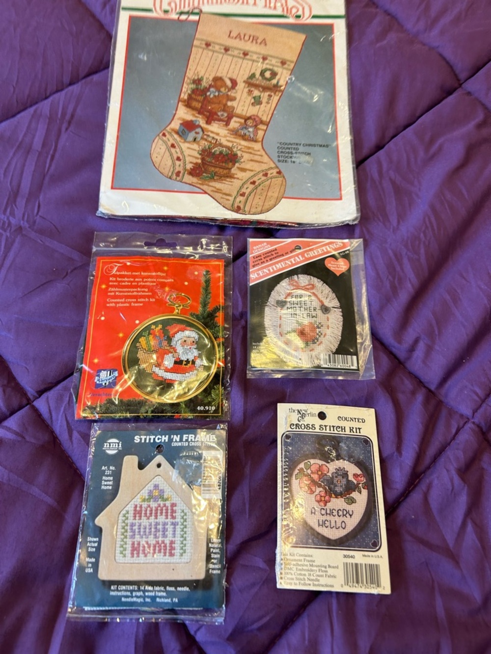 Assorted Home Holiday Cross Stitch Kits - Mixed Colors
